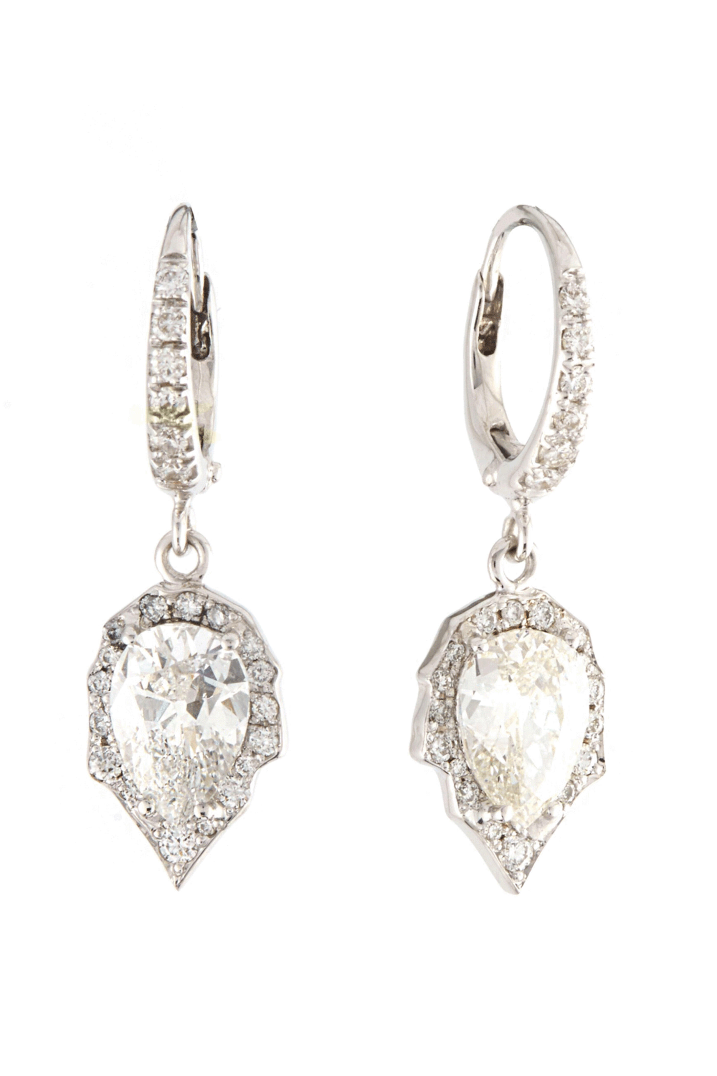 Sylva & Cie - Pear Diamond Dangle Earrings