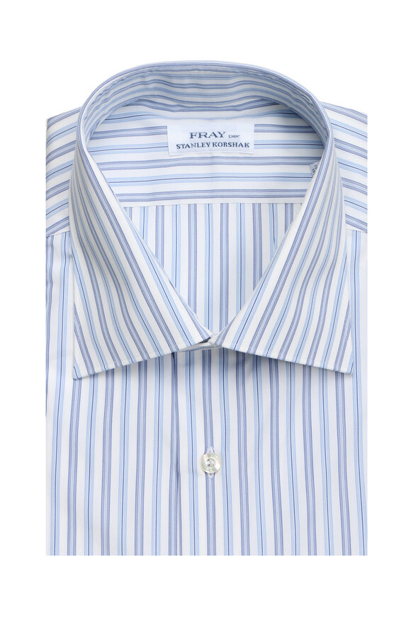 Fray Light Blue Striped Cotton Sport Shirt