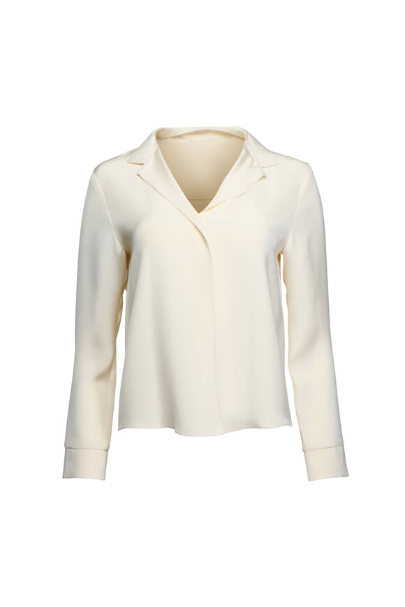 Lela Rose - White Bird Print Button Down Blouse | Mitchell