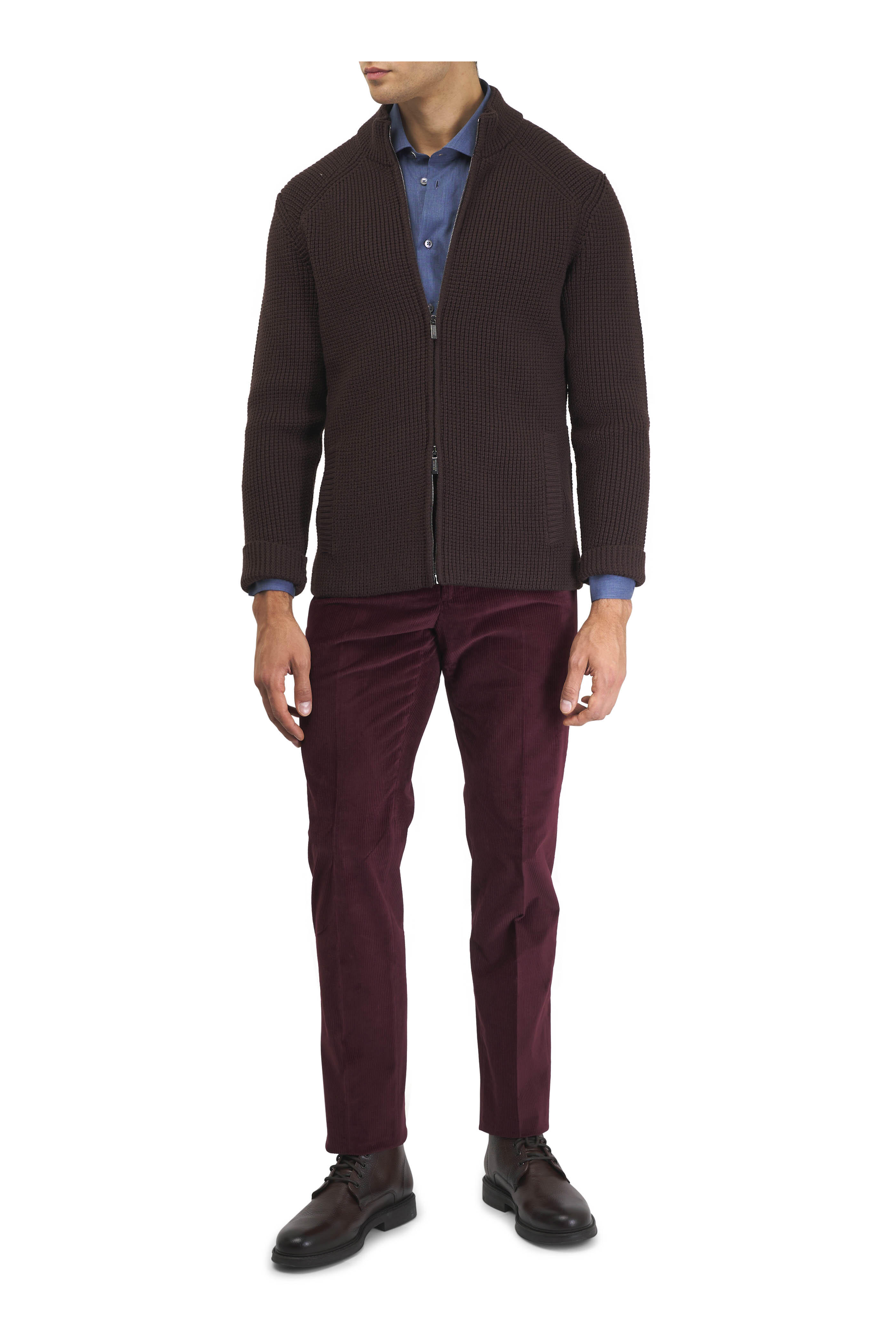 Aquatalia - Bernardo Dark Brown Tumbled Leather Lace Up Boot