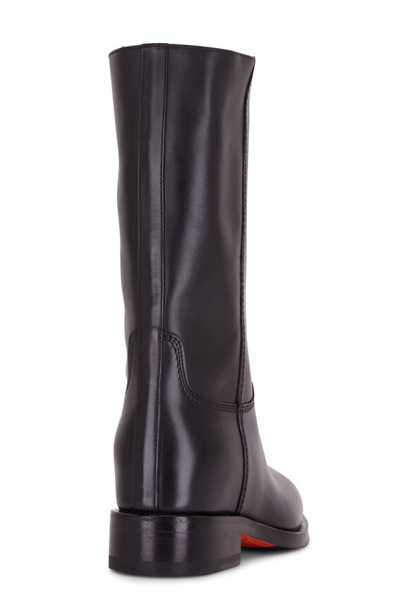 Santoni - Fleeces Black Leather Short Boot