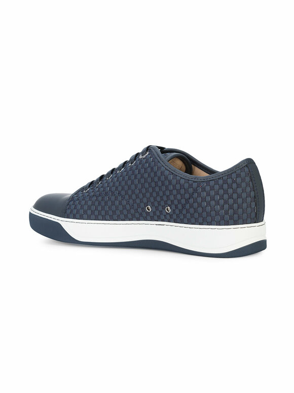 Lanvin - Navy Blue Woven Cap-Toe Sneaker 