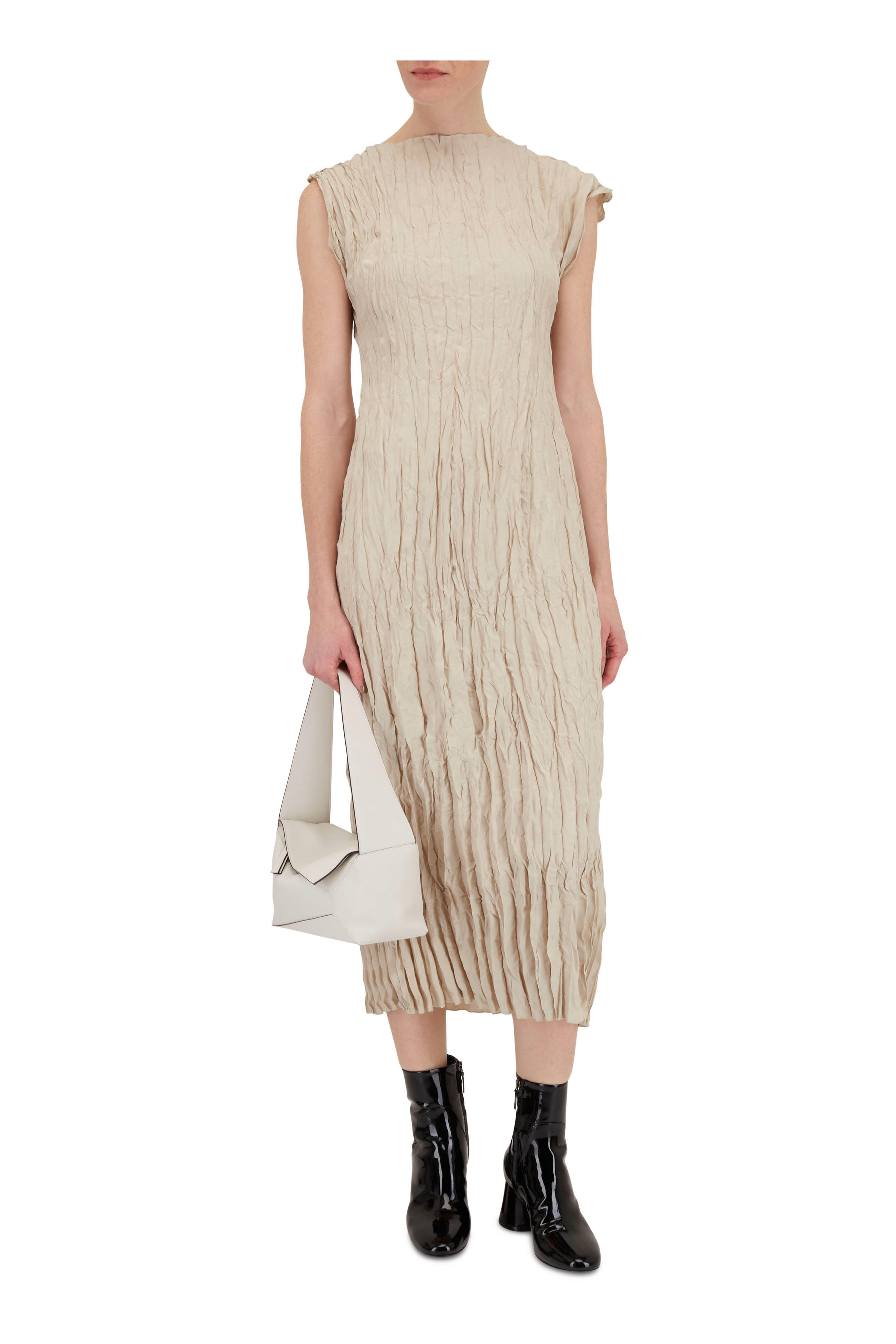 Totême - Hay Crinkled Silk Cap Sleeve Dress