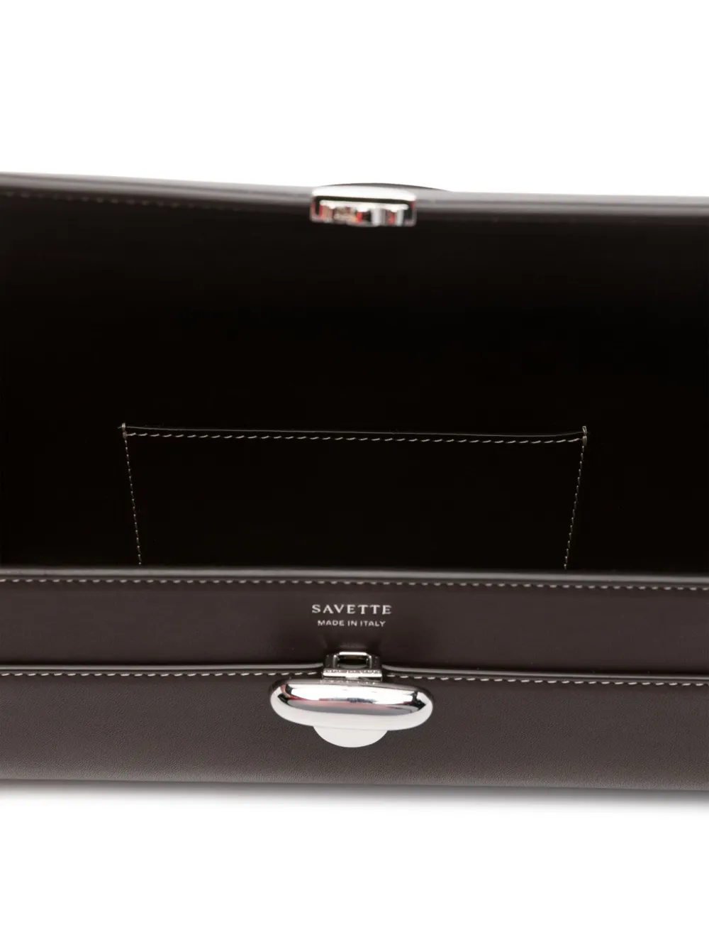 Savette シンメトリーポシェットレザートートバッグ コーヒー Savette シンメトリーポシェットレザートートバッグ コーヒー