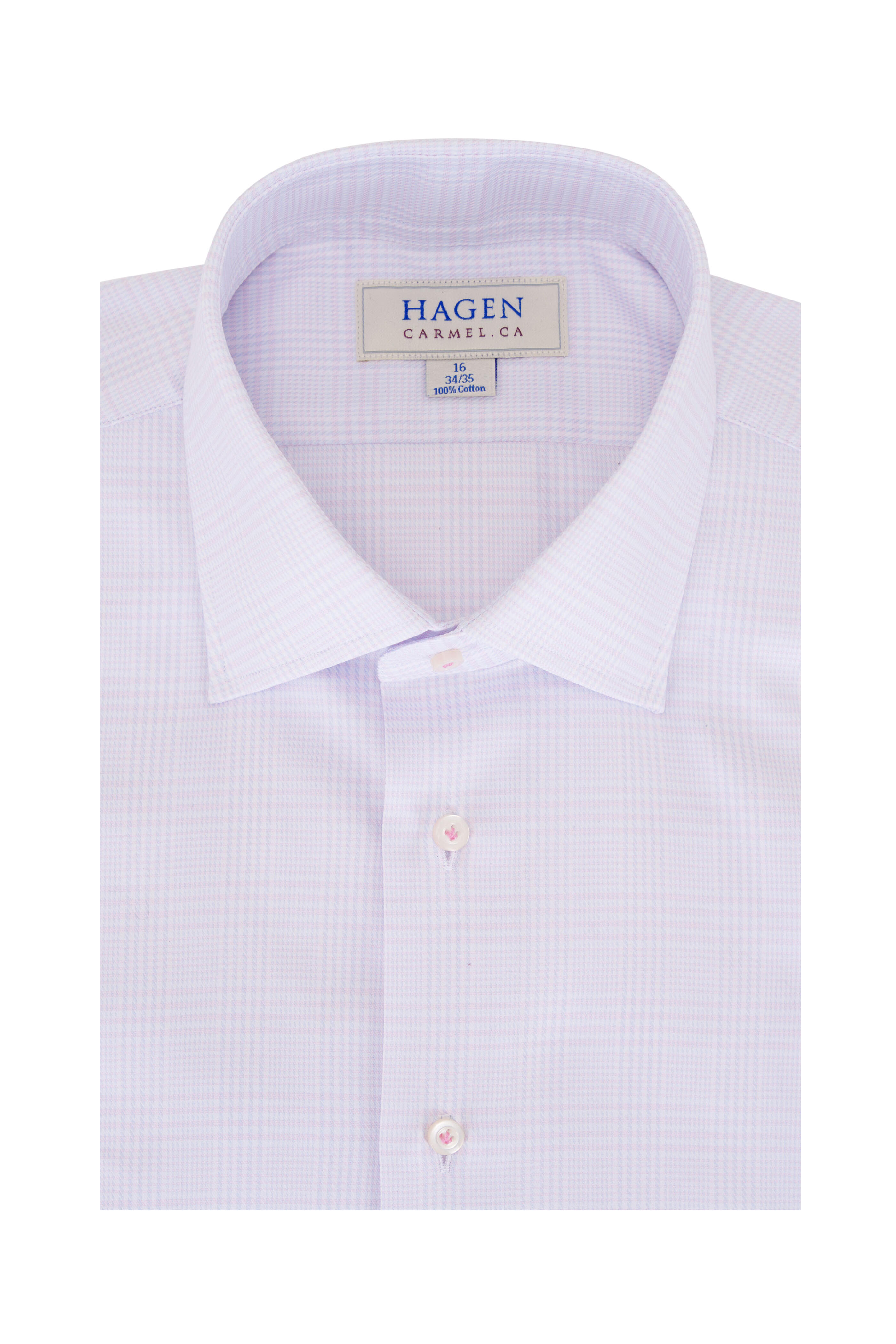 Hagen Shirts - Pink Glen Plaid Cotton Dress Shirt