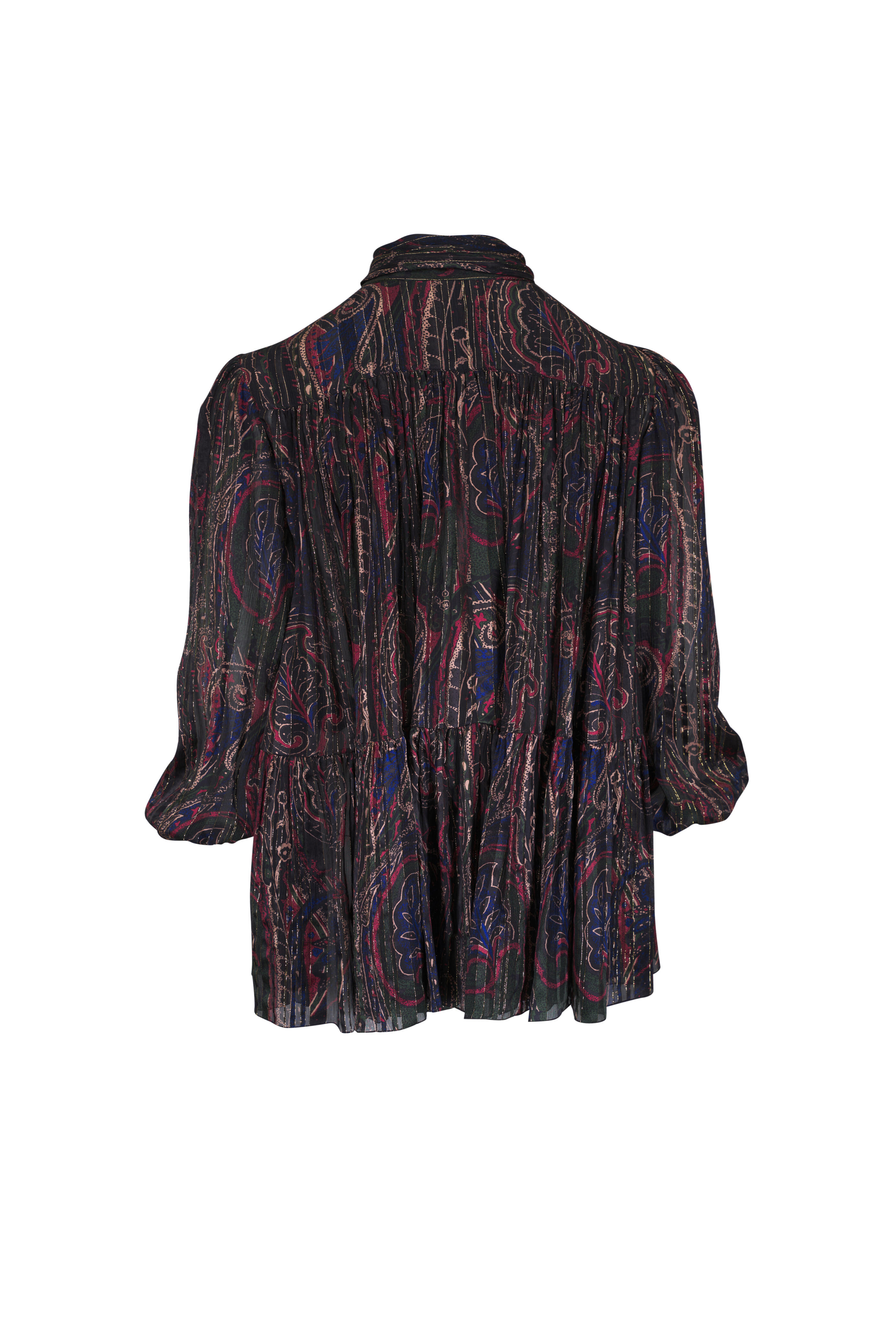 Saint Laurent - Lavallière Multicolor Paisley Silk Lurex Dress