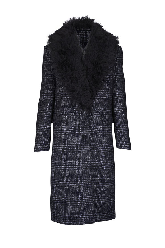 Michael Kors Collection - Chesterfield Removable Collar Long Tweed Coat