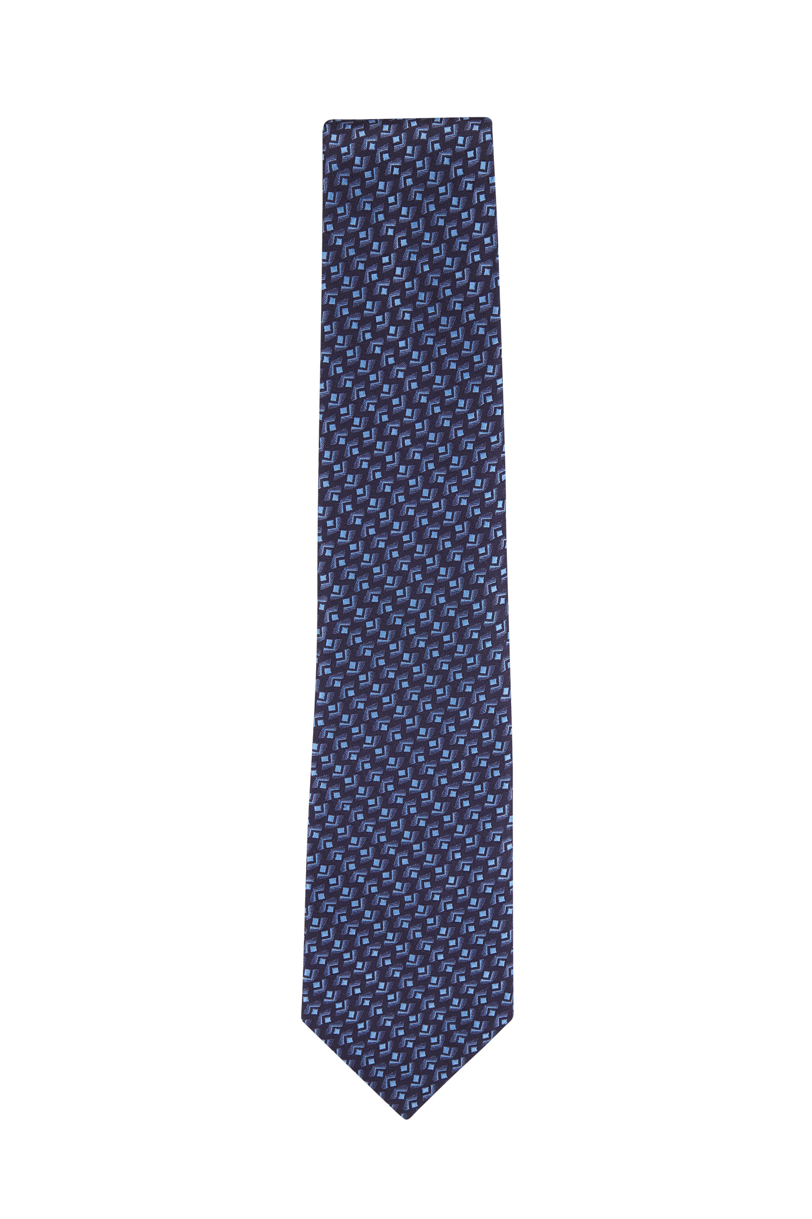 Charvet - Blue Geometric Print Silk Necktie | Mitchell Stores