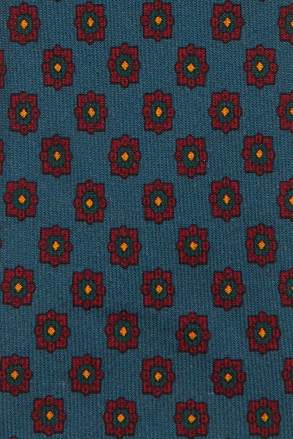 Cesare Attolini Teal Geometric Wool Necktie - view 2