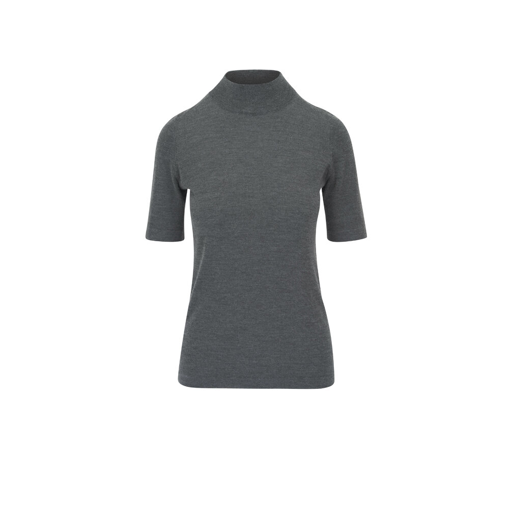 Brunello Cucinelli - Dark Green Cashmere & Silk Mock Neck Top
