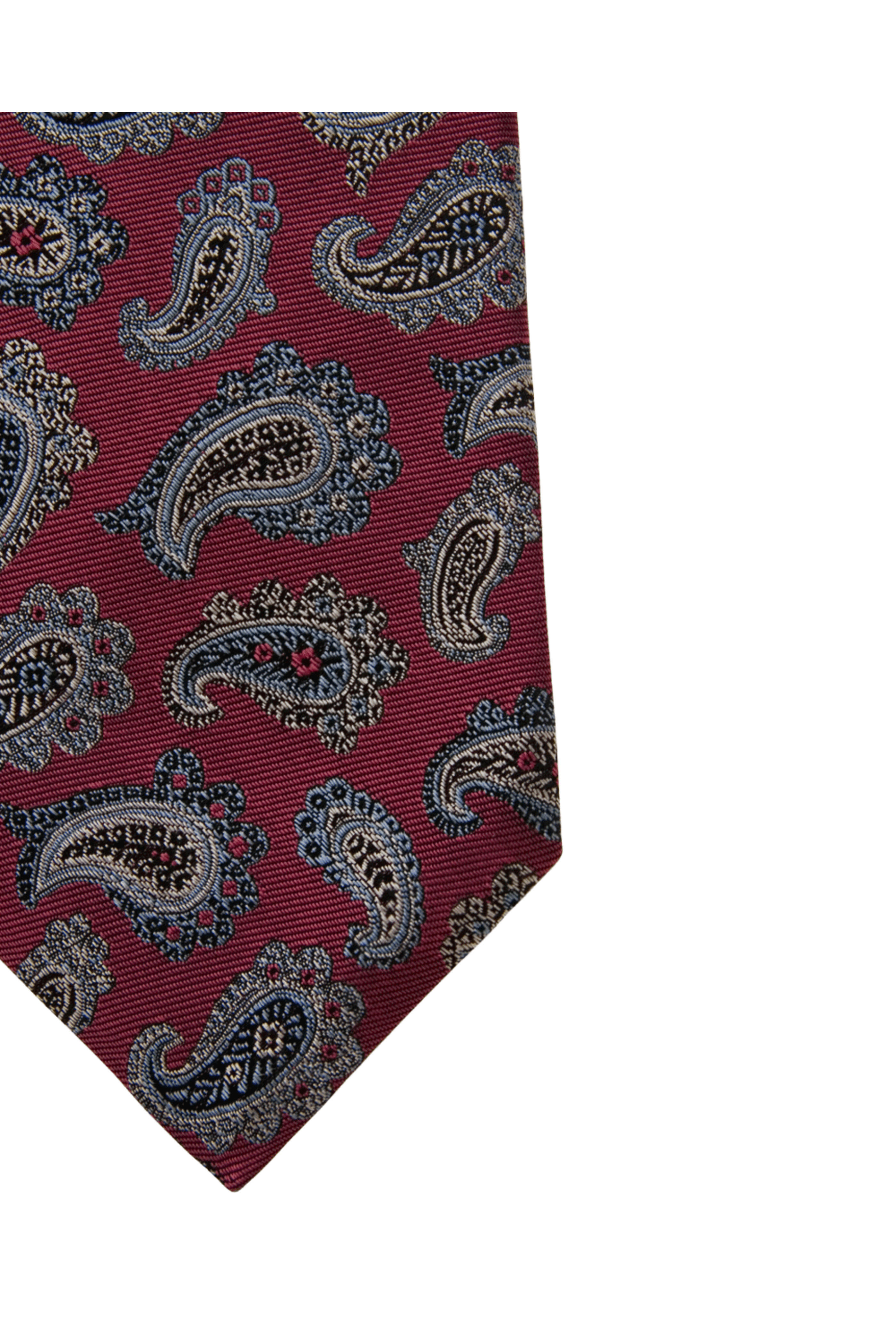 Kiton - Burgundy and Grey Paisley Tie