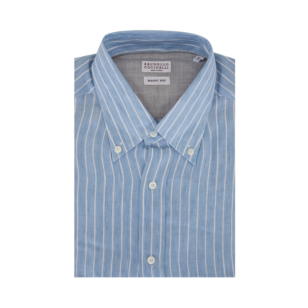 Brunello Cucinelli - Blue Wide Stripe Sport Shirt