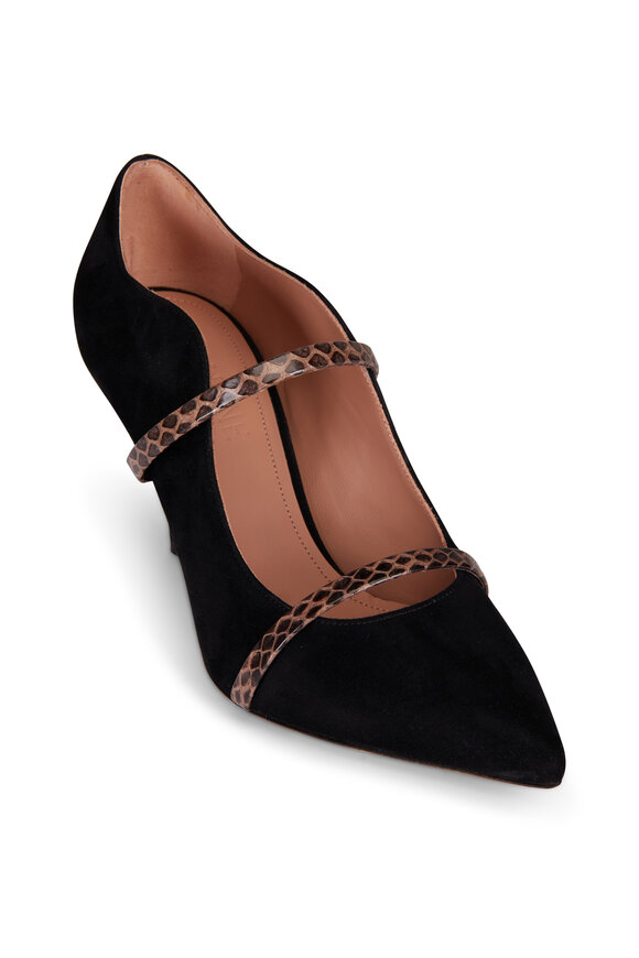 Malone Souliers Maureen Taupe & Black Suede Pump, 70mm - view 1