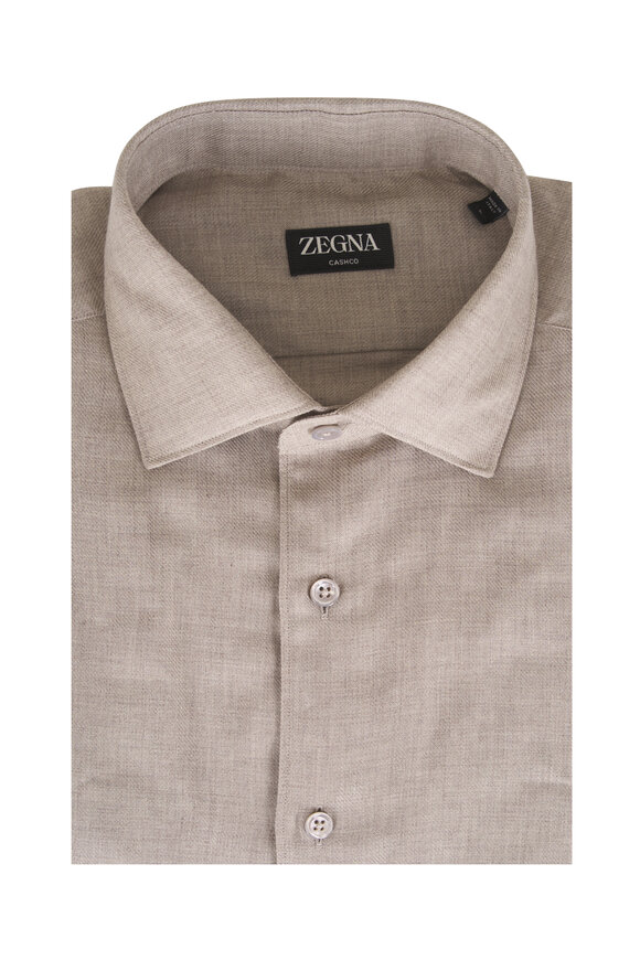 Zegna Cashco Light Taupe Sport Shirt - view 1