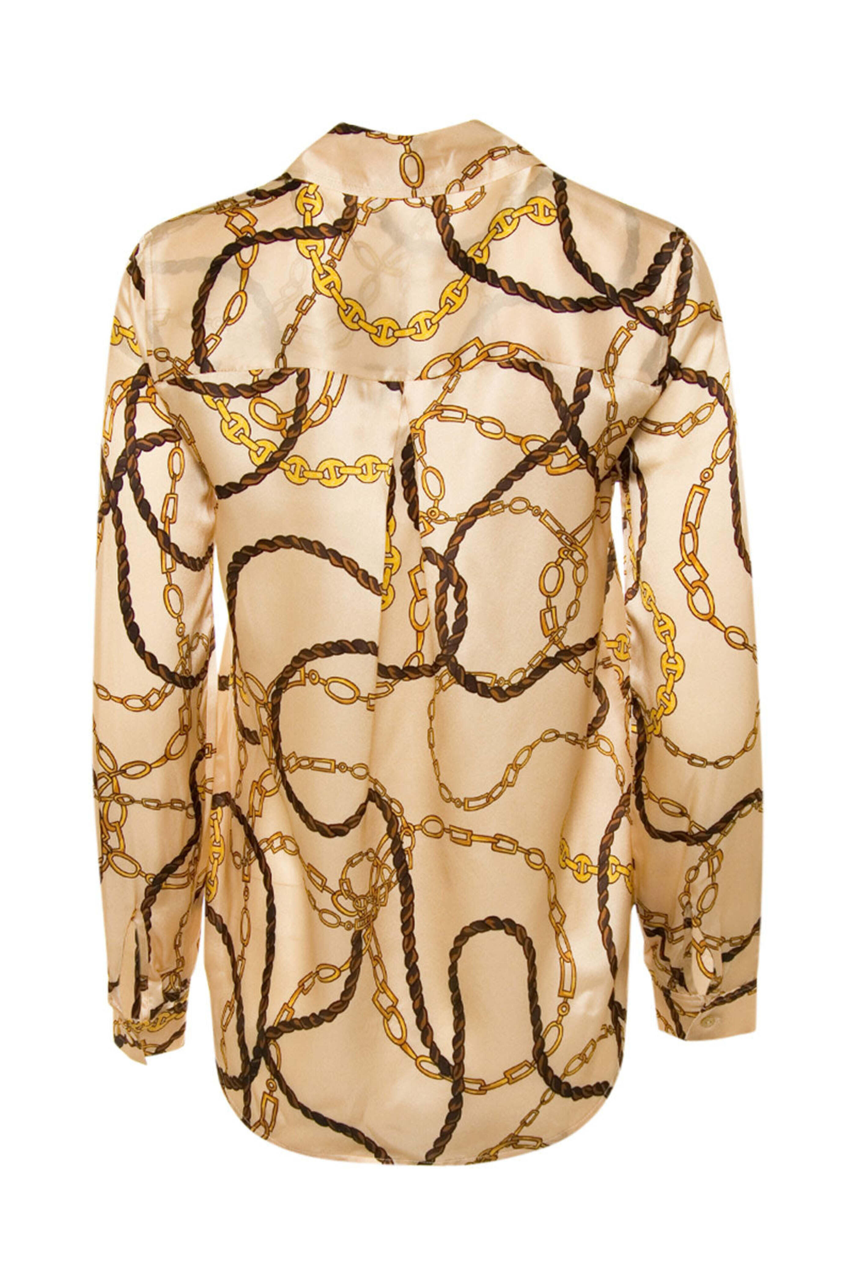 L'Agence - Champagne and Gold Chain Tyler Long Sleeve Blouse