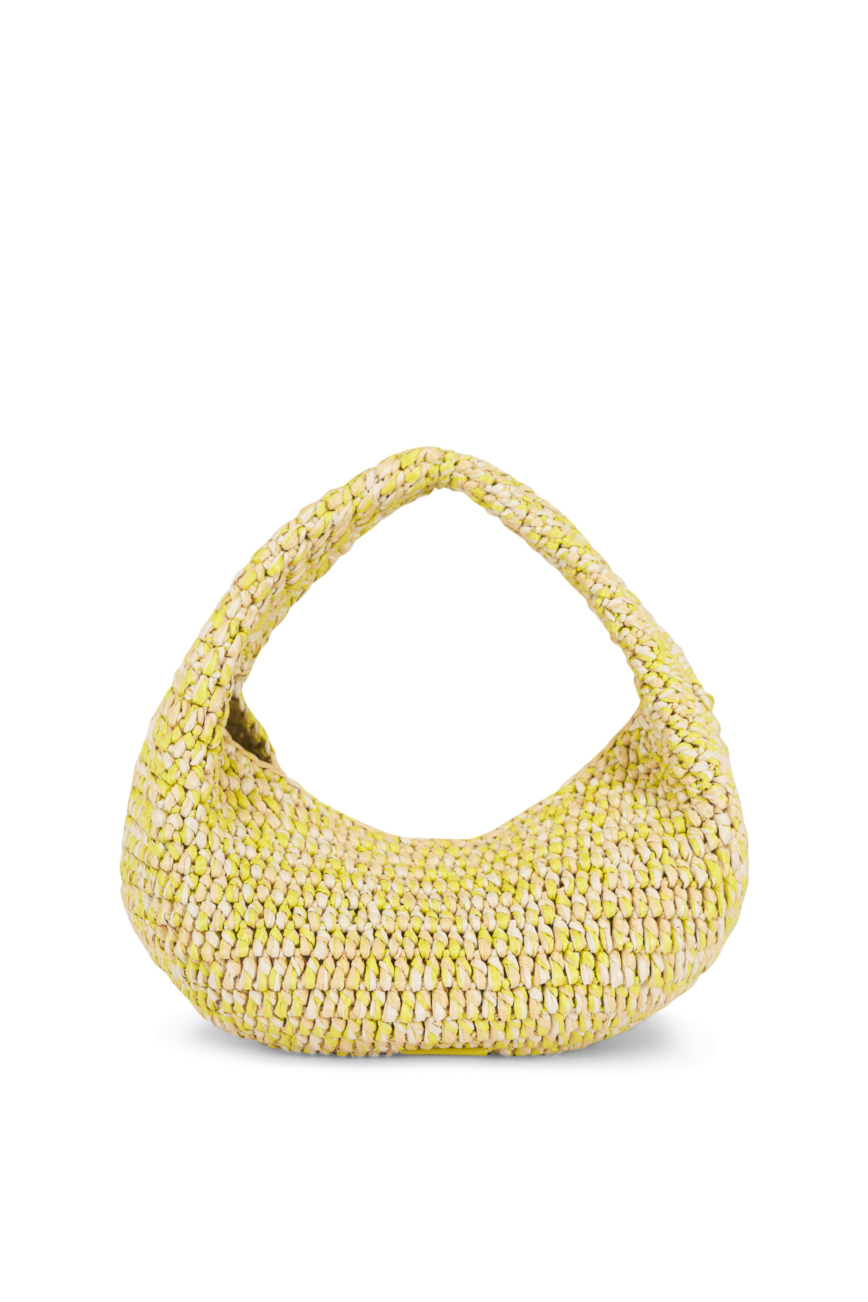 Khaite - Medium Olivia Citron & White Raffia Hobo