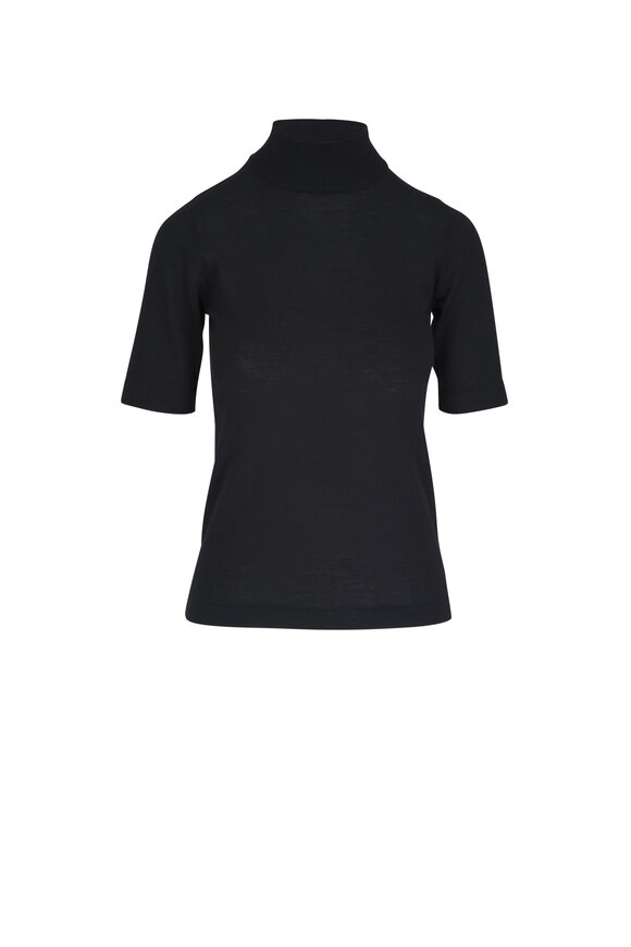 Brunello Cucinelli - Black Elbow Sleeve Cashmere & Silk Turtleneck