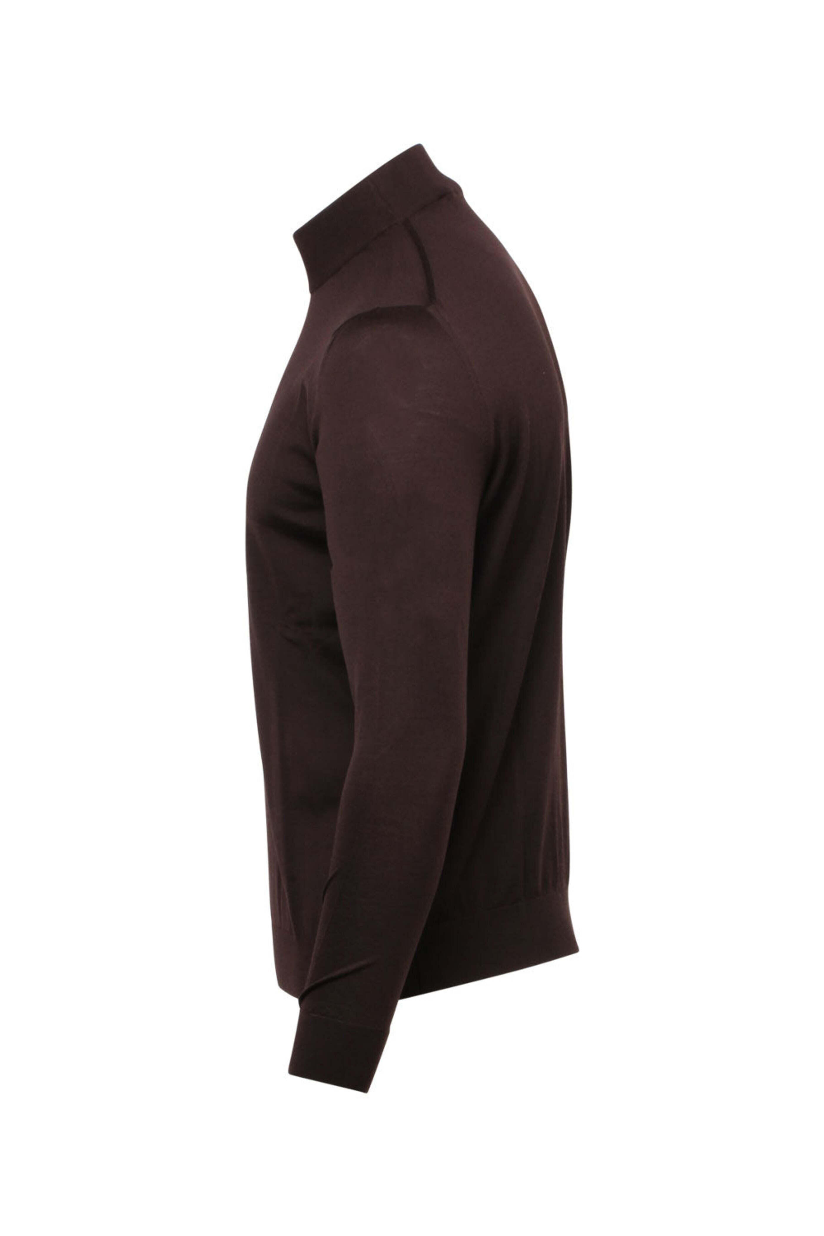 Kiton - Chocolate Mock Neck Knit Sweater