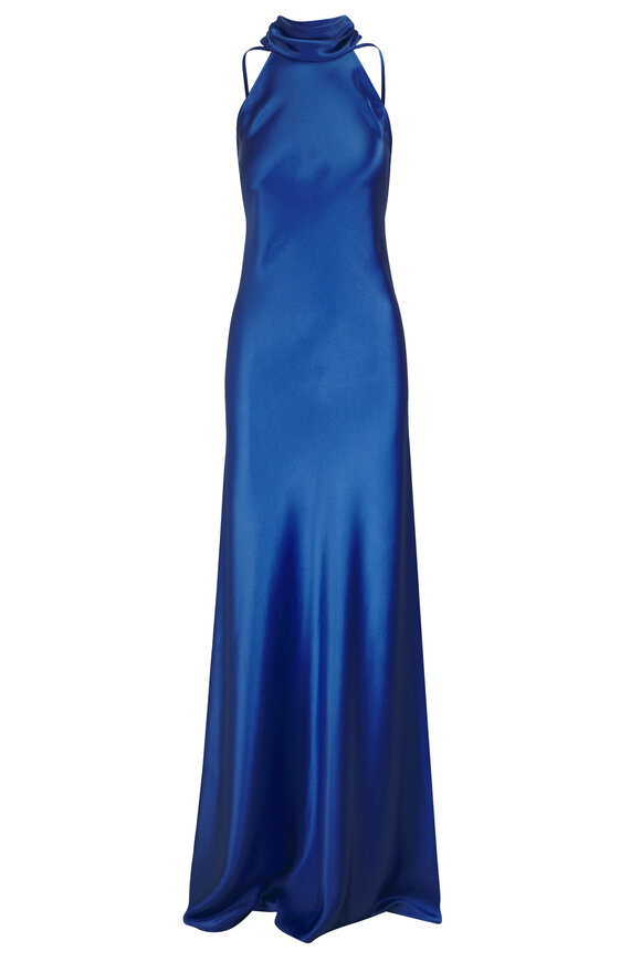ワンピース Saint Laurent Midnight blue satin mini dress SAINT LAURENT Saint Laurent Women Midnight Blue Satin Mini