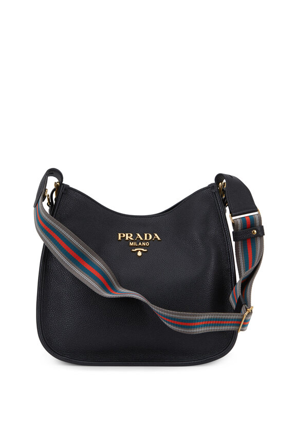 Prada - Black Vitello Guitar Strap Shoulder Bag