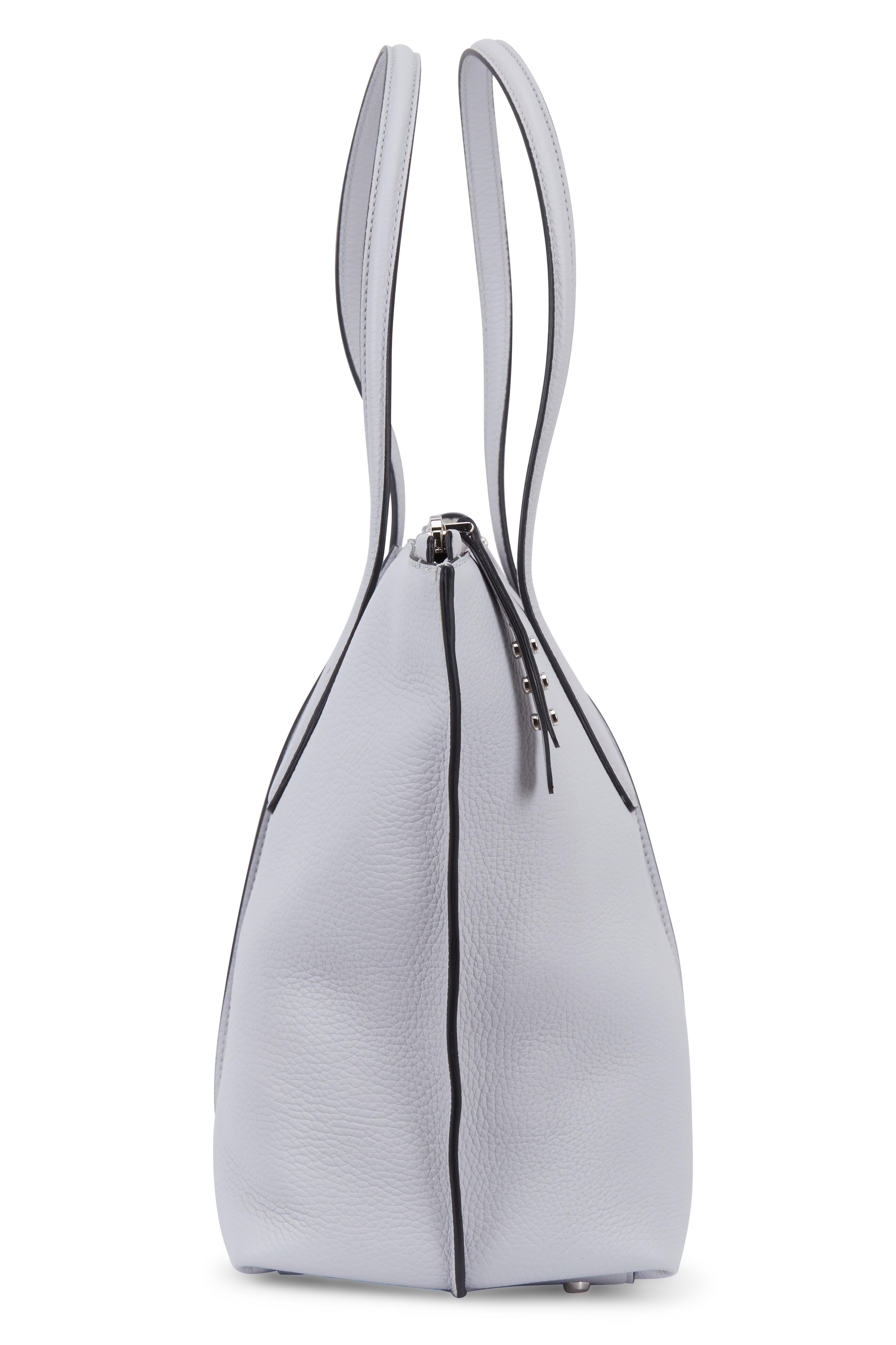 Tod's - Joy Light Gray Leather Top Zip Medium Tote