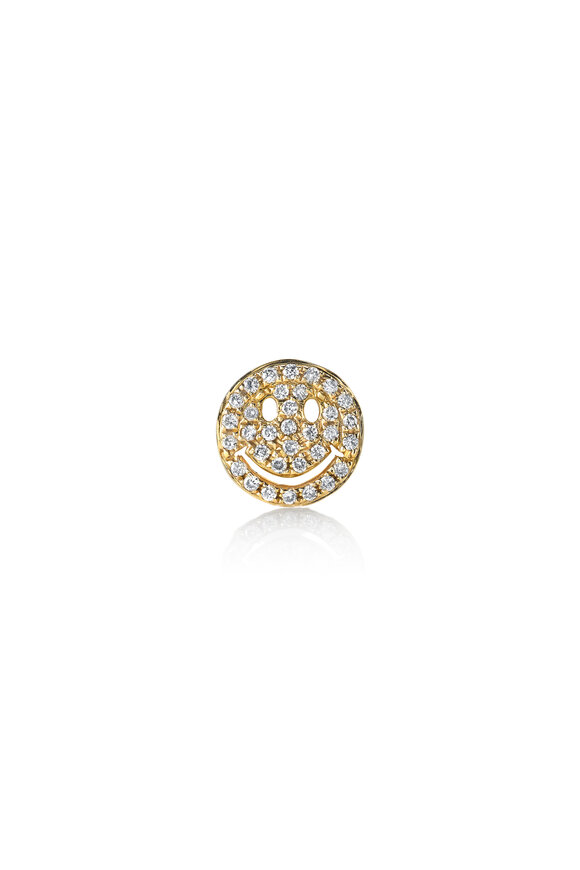 Sydney Evan - Pavé Happy Face Single Stud Earring