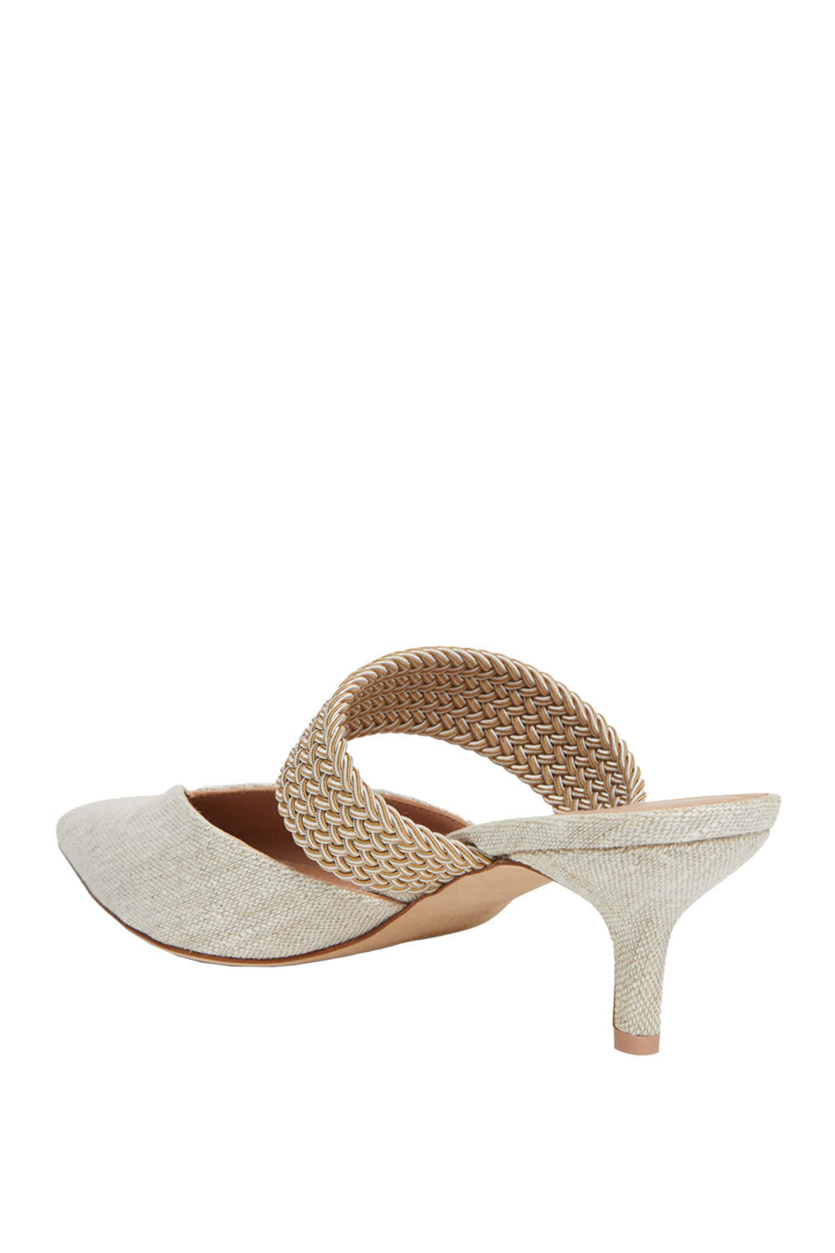 Malone Souliers - Maisie Linen Strap Mule in Cream and Beige