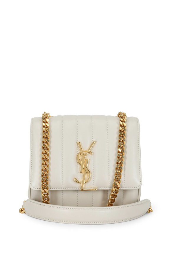 Saint Laurent Vicky Vintage White Quilted Small Crossbody 