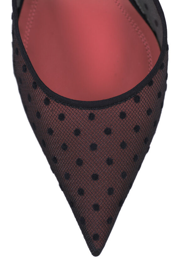 Amina Muaddi Holli Black Mesh Dot Slingback, 70mm - view 5