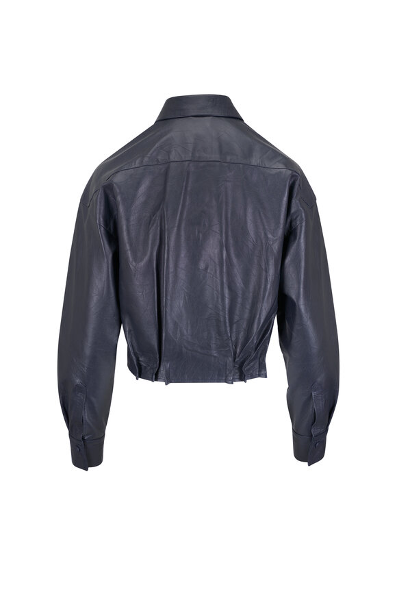 Odeeh Marine Leather Wrinkled Pintuck Jacket - view 3