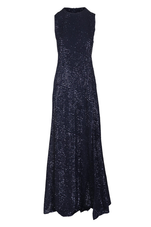 Escada - Navy Blue Full Skirt Sleeveless Dress | Mitchell Stores