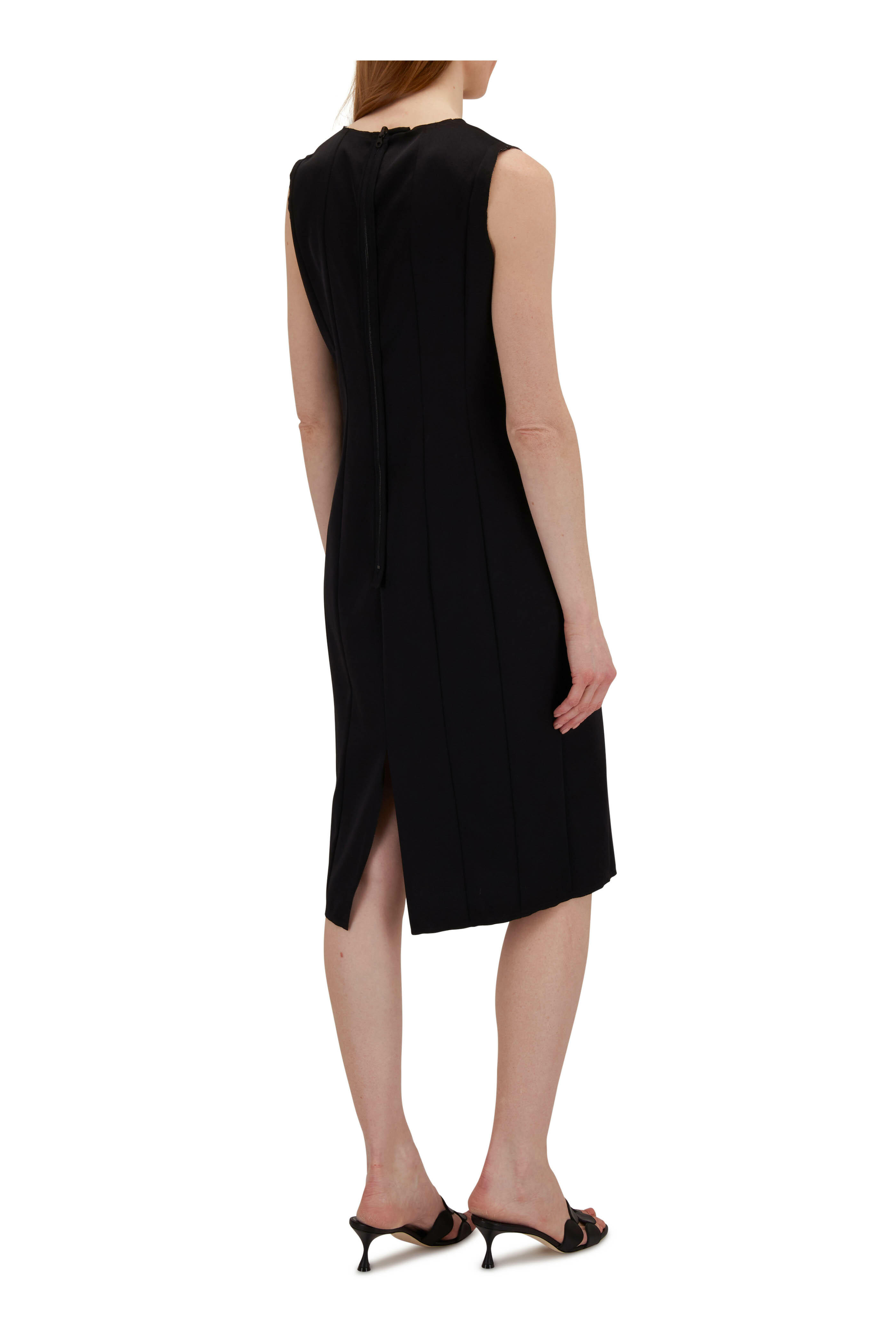 KZ_K Studio Fluting Off White & Black Reversible Column Dress