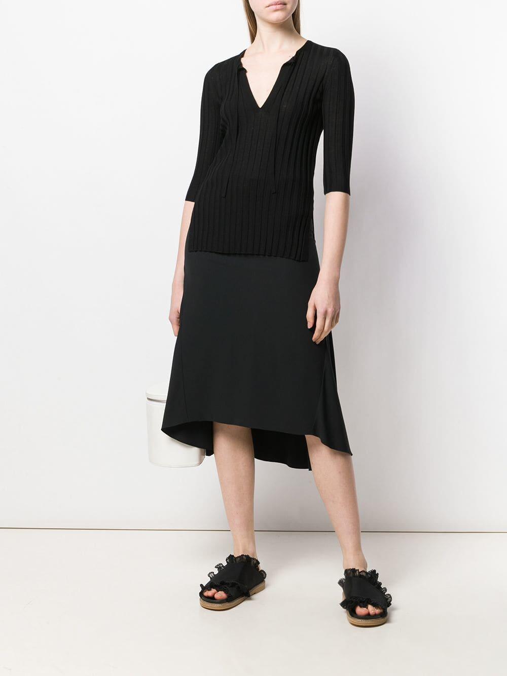 Dorothee Schumacher - Black Ribbed Elbow Sleeve Sweater