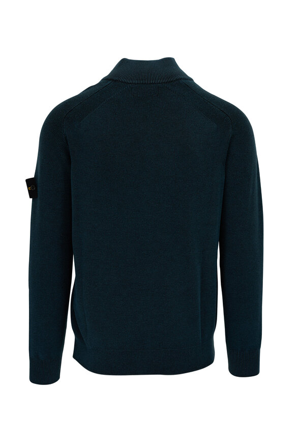 Stone Island - Teal Vintage Washed Full Zip Sweater