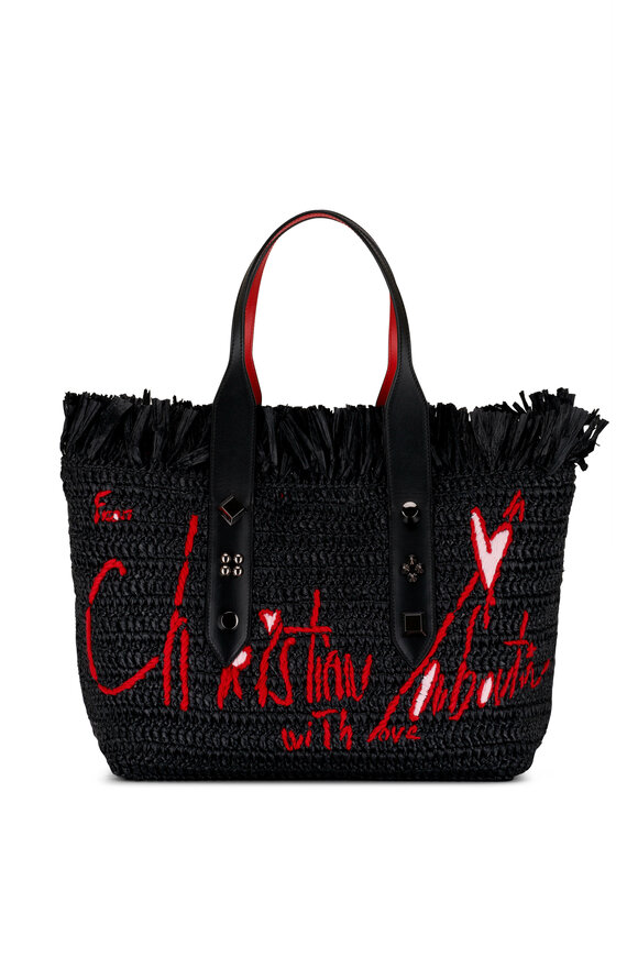 Christian Louboutin - Frangibus Black Raffia Medium Tote