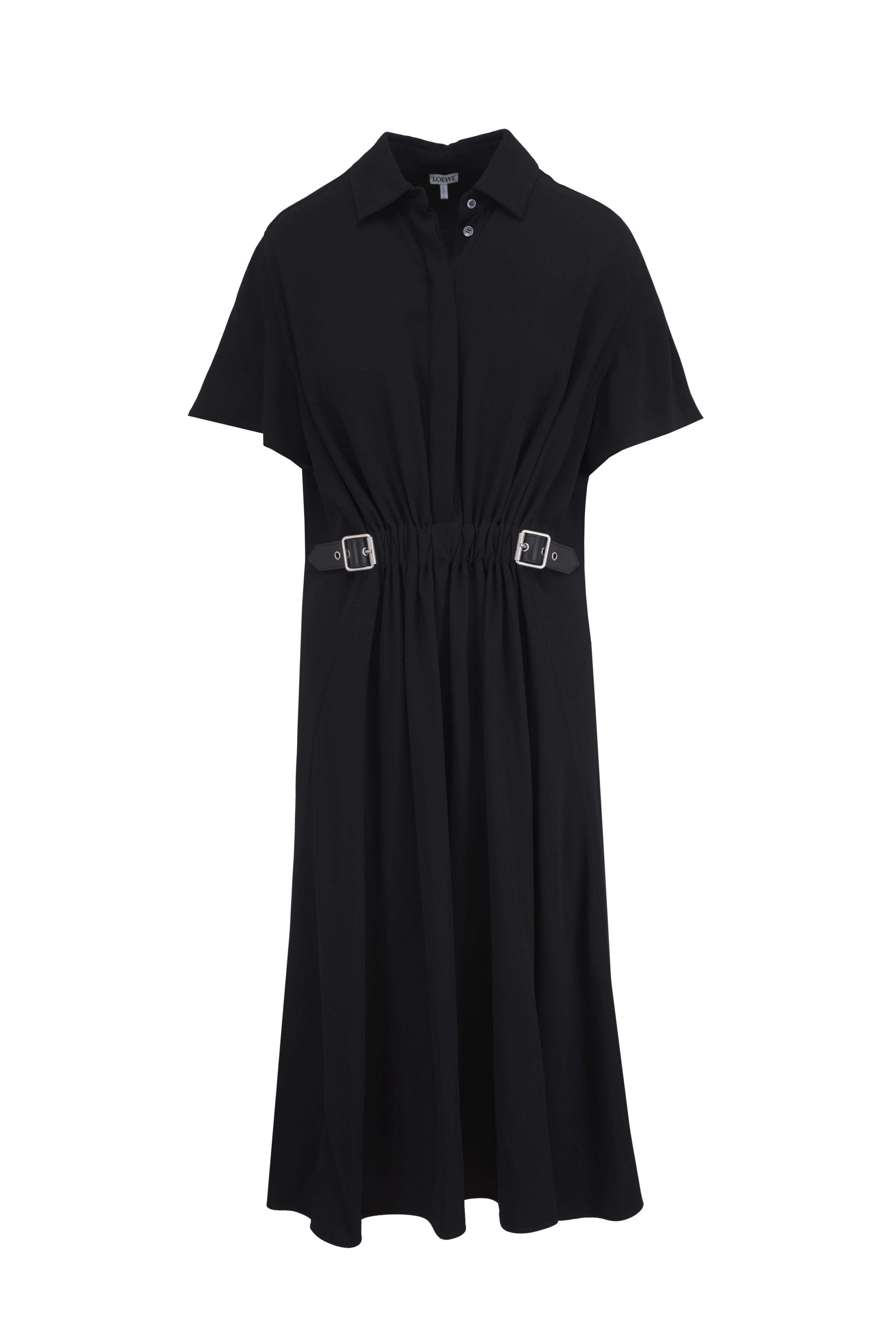Loewe - Black Gathered Belted Dress