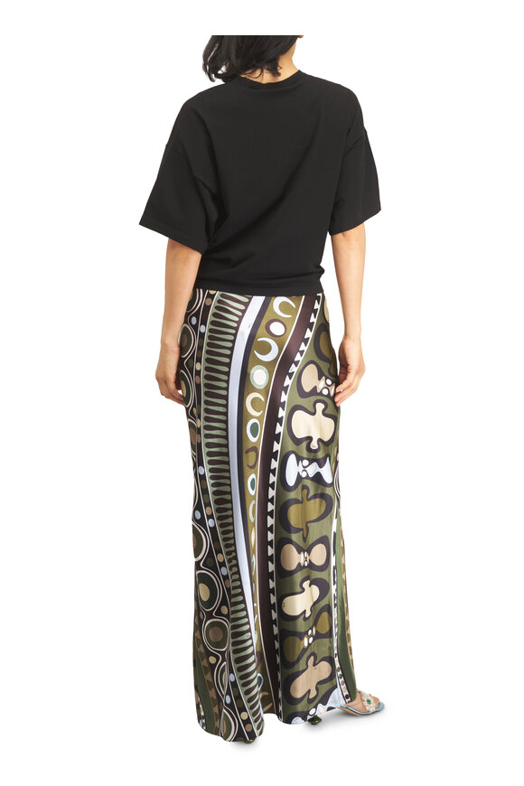 Pucci Soleil Khaki & Light Blue Print Satin Skirt - view 4