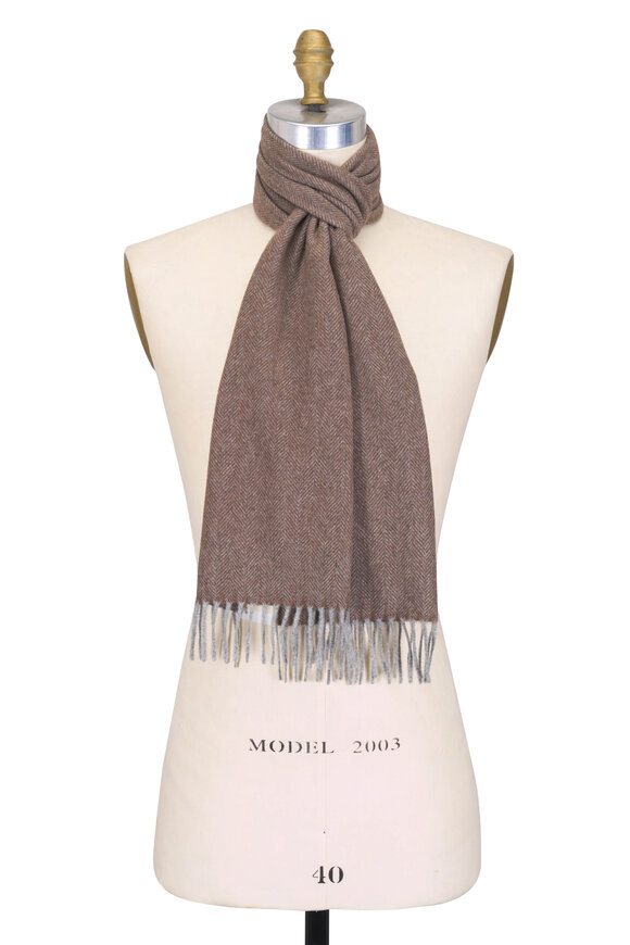 Hickey Freeman - Gray & Black Windowpane Cashmere Scarf