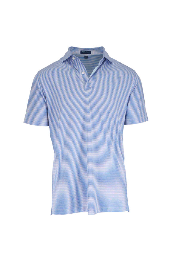 Peter Millar Gray Mist & Blue Stripe Performance Polo - view 1