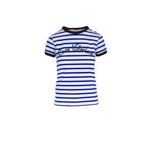 Tシャツ・カットソー VALENTINO STRIPED COTTON JERSEY T-SHIRT (6B3MG24P961 CR1) Striped cotton t-shirt with embroidered logo VALENTINO