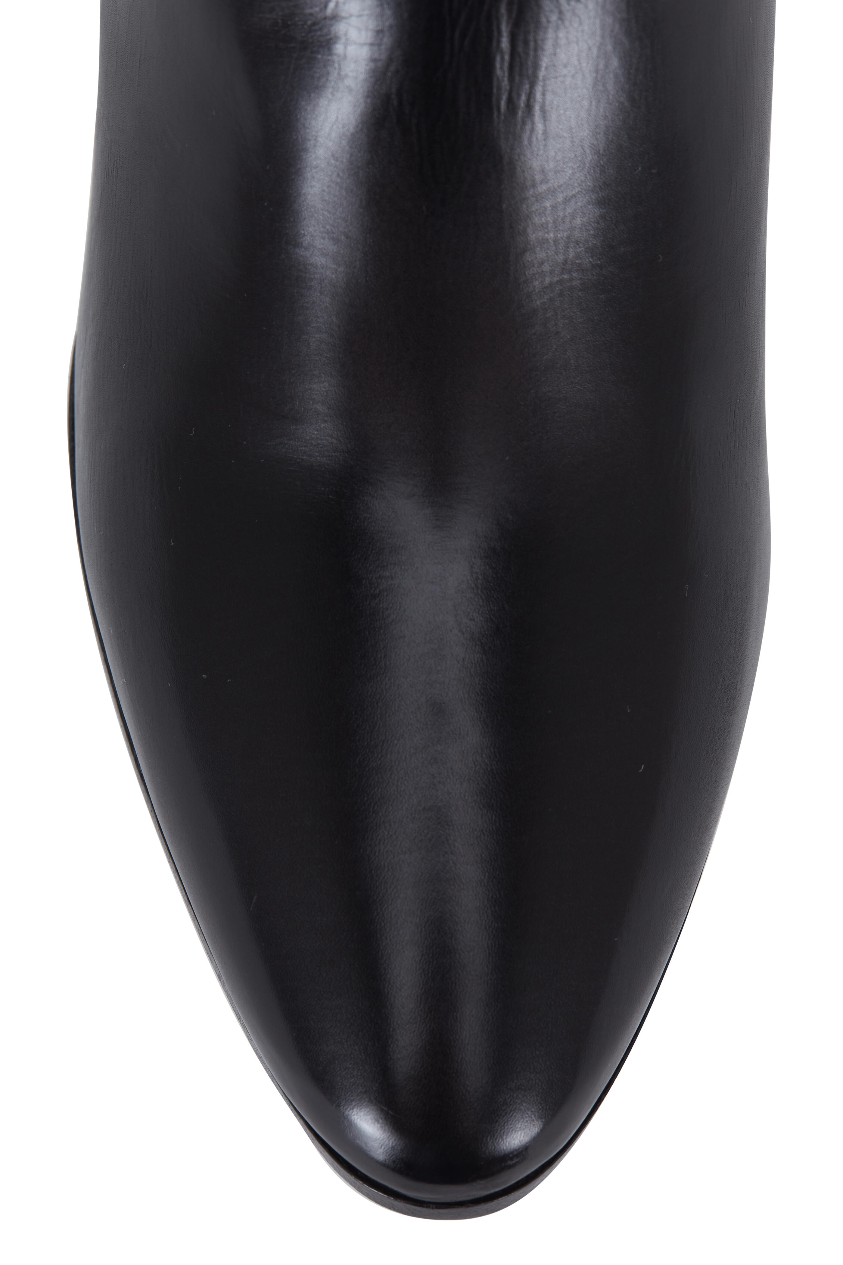 Saint Laurent - West Black Vitellino Leather Ankle Boot, 45mm