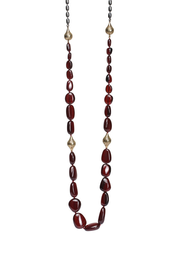 Ray Griffiths Garnet Amphoras & Sterling Silver Necklace