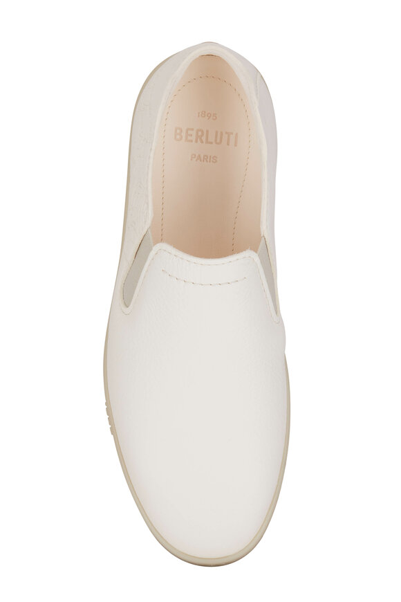 Berluti - Scritto White Leather Slip On Sneaker