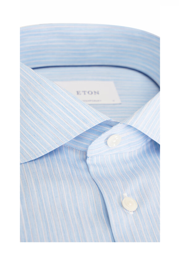 Eton Blue Stripe Cotton Dress Shirt - view 2