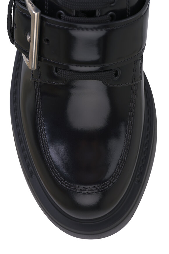 Prada - Spazzolato Black Buckle Strap Loafer, 50mm 