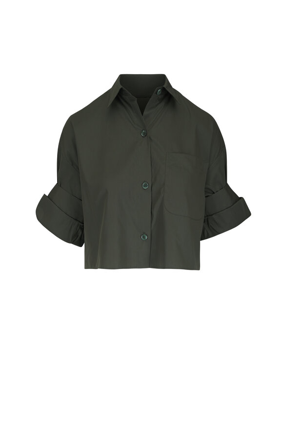 TWP Next Ex Green Cotton Cropped Shirt - view 1