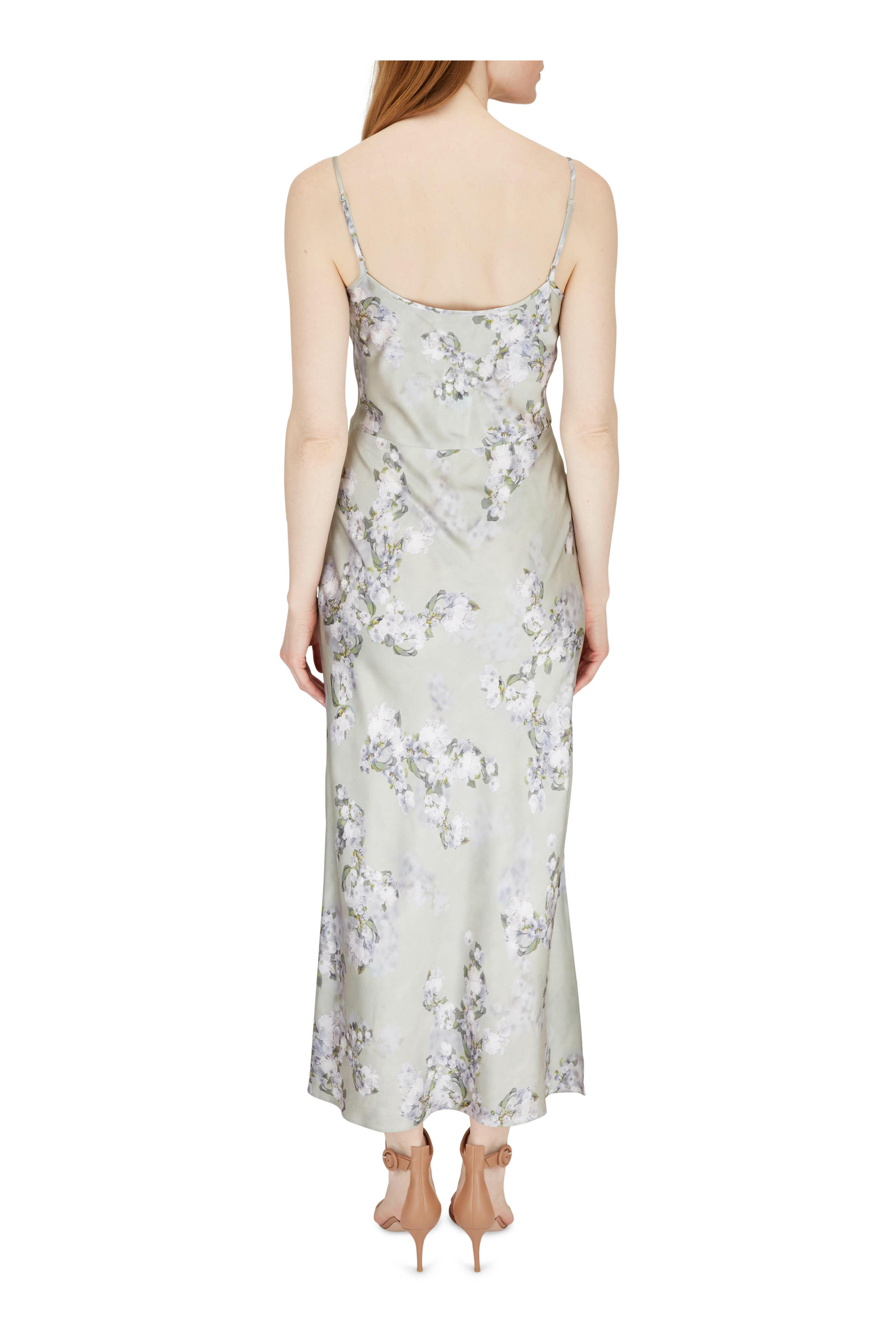 Vince - Hazy Blossom Cowl Neck Sleeveless Slip Dress