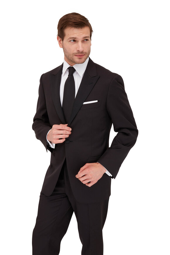 Canali - Black Wool Peak Lapel Tuxedo