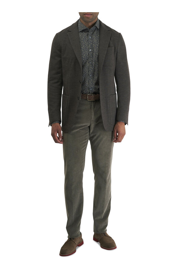 Canali - Tan Corduroy Flat Front Pant