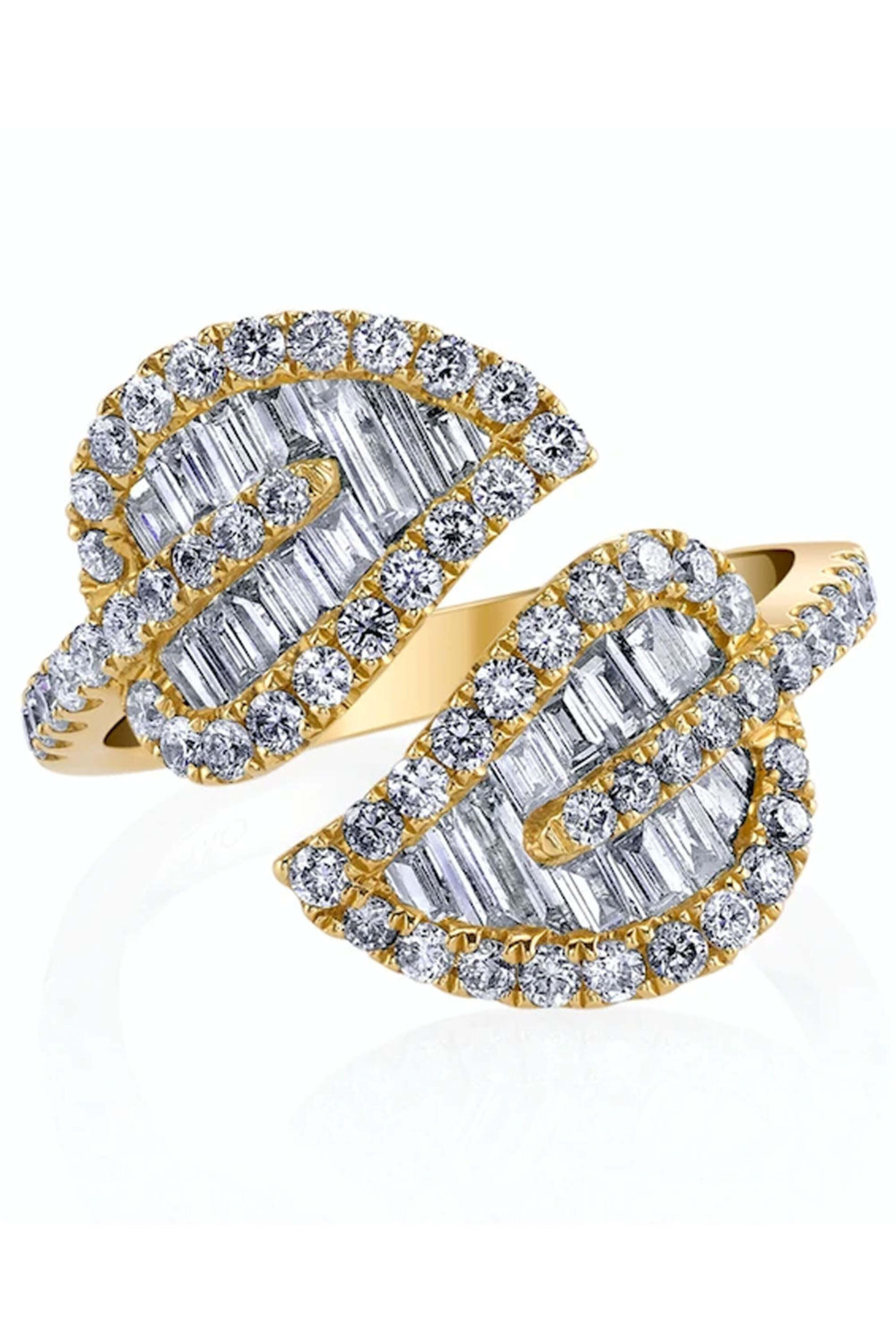 Anita Ko - Yellow Gold Medium Diamond Leaf Wrap Ring